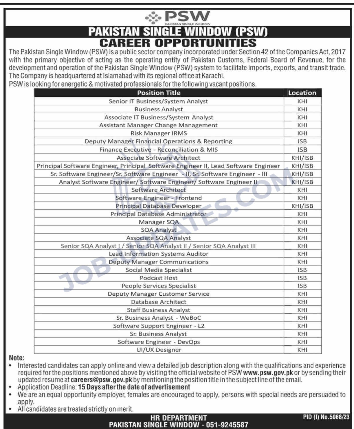 PSW Jobs February 2024 Pakistan Single Window Apply Online Karachi / Islamabad IT & Other Staff Latest