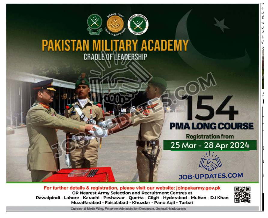 Join Pakistan Army as Commissioned Officer 154 Long Course